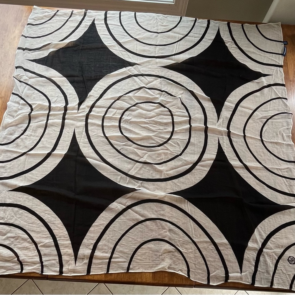 Jonathan Adler Vintage Black and White Geometric Patterned Scarf